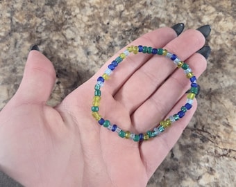 blue green beaded bracelet