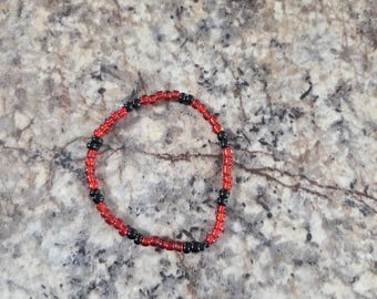 Red and black beaded bracelet