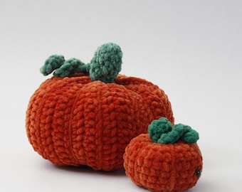 Patrones de ganchillo para peluches de calabaza / Tutorial de bricolaje para juguetes amigurumi en 2 tamaños