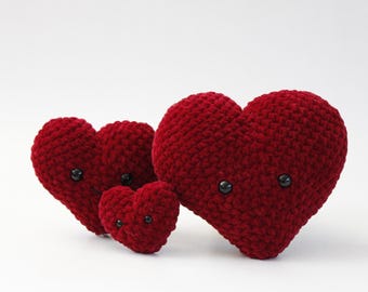 Heart Plushie Crochet Pattern | Amigurumi Heart PDF | 3 Sizes Included