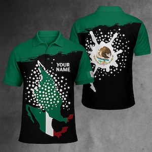 Mexico Polo Shirt Mexican Flag Pride Custom Name Gift for Men