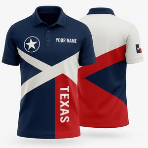 Custom Texas Polo Personalized Name Red White Blue