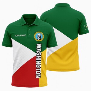 Washington State Flag Custom Polo Shirt with Personal Name