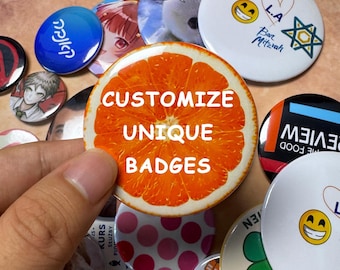 25/32/38/44/50/58/65/75 mm Anpassad märke, Skapa din egen designmärkesmärke, Personligt märke, Gratis designfototjänst, Personlig märkesmärke
