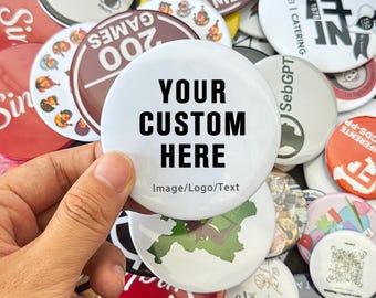 Distintivo personalizzato da 25/32/38/44/50/58/65/75 mm, crea il tuo distintivo con spilla, distintivo personalizzato, servizio fotografico di design gratuito, spilla personalizzata