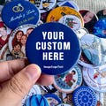 25\/32\/38\/44\/50\/58\/65\/75mm Custom Badge, Create Your Own Design Pin Badge, Personalised Badge, Free Design Photo Service, Personalised Pin product logo