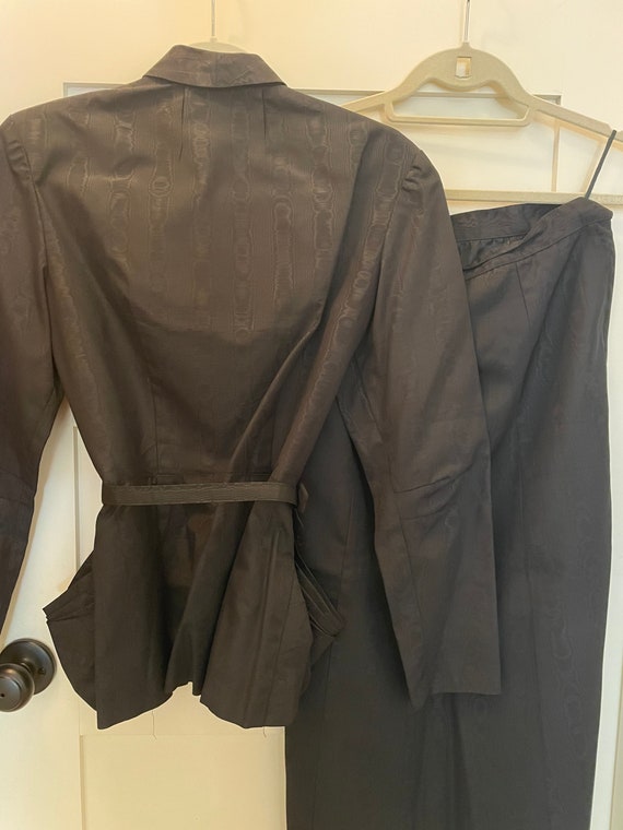 1940s Moire Taffeta Black Skirt Suit vintage - image 2