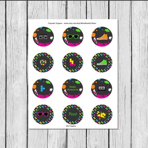 80s cupcake toppers, 80s party printables, 80s birthday party, 80s party decorations, 80s decor, 80s party, 80s decor, INSTANT DOWNLOAD