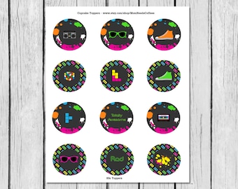 80s cupcake toppers, 80s party printables, 80s birthday party, 80s party decorations, 80s decor, 80s party, 80s decor, INSTANT DOWNLOAD