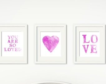 You Are So Loved Nursery Wall Art 8x10 You Are So Loved Wall Art Love Print  Love Print Girl Nursery Decor Printable Instant Download