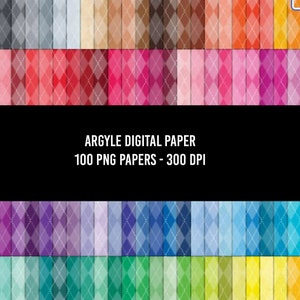 May include: A set of 100 digital papers featuring a colorful argyle pattern. The papers are 300 DPI and are perfect for crafting projects.