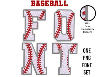 Baseball font, PNG, Baseball letters, Baseball font png, baseball stitch font, college letters, sports alphabet, baseball sublimation