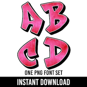Graffiti Font, Urban Letters, Street Alphabet, Dripping Font, Hip Hop Letters, Grafitti Art, PNG Font, Sublimation, One Pack Font, Pink