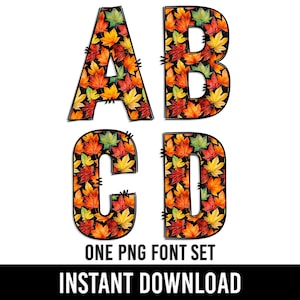 Alfabeto de otoño, fuente de hojas, PNG, letras de otoño, fuente Doodle, rojo, naranja, amarillo,