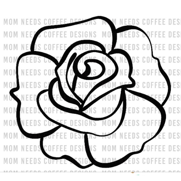 Rose PNG, Rose SVG, Outline, Rose Sublimation, Roses Image PNG, Instant Download, Print, Cricut, Silhouette