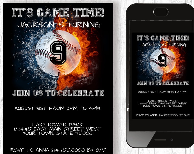 9 Baseball Invitation 5x7 Baseball Birthday Invitation YOU EDIT and Print Baseball Birthday Baseball Invites Baseball Party