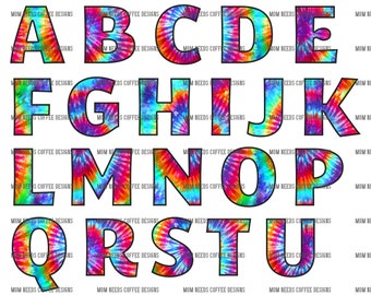 tie dye alphabet etsy
