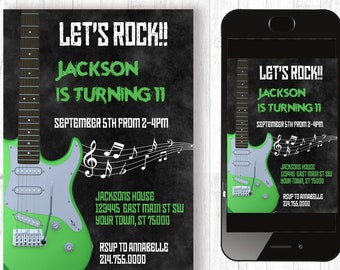 Rockstar Invitation 5x7 Rock N Roll Birthday Invitation YOU EDIT and Print Popstar Birthday Music Invites Rock Star Party Theme