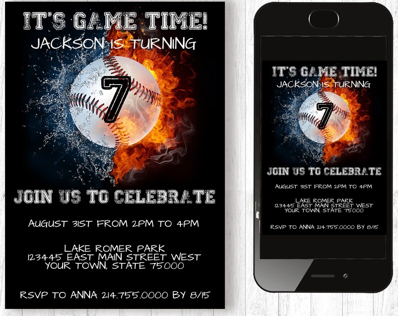 7 Baseball Invitation 5x7 Baseball Birthday Invitation YOU EDIT and Print Baseball Birthday Baseball Invites Baseball Party