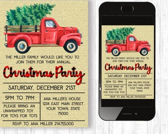 Christmas Party Invitation 5x7 Holiday Party Invite  Christmas Tree YOU EDIT and Print 5x7  Christmas Invite Christmas Party Theme