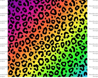 Rainbow Leopard Print Sublimation Background, Animal Print, Cheetah Print, Rainbow Background, Red, Orange, Yellow, Green, Blue