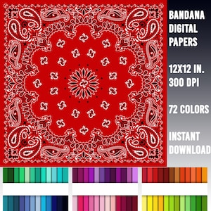 Bandana Digital Paper PNG 72 Cowboy Papers Sublimazione Western Paper Download immediato