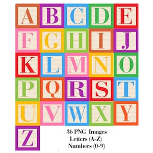 Building Blocks Clipart Alphabet B1ocks Clipart 26 Letters Block Font PNG  Clip Art  Instant Download Digital Download