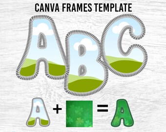 Canva Frames Template, Canva Letter Frame, Font Template, Full Alphabet, Numbers, Punctuation, Letter Frame, Fillable letters, Drag and Drop