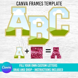 Canva Frames Template, Academic Alphabet, Canva Letter Frame, Font Template, Full Alphabet,  Letter Frame, Fillable letters, Drag and Drop
