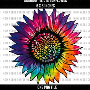 Tie Dye Sunflower PNG Colorful Sunflower Sublimation Sunflower Images Tiedye Sunflower Rainbow Tie Dye Sunflower