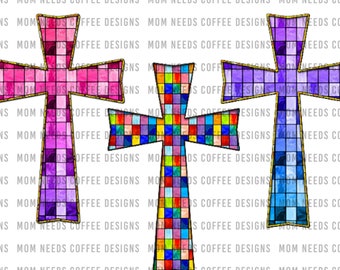 Stained Glass Crosses Clip Art | Instant Digital Download | Religious Clip Art | Crosses Clipart | Digital PNG | Cross Clip Art