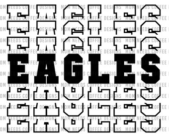 Eagles PNG Transfer Mascot Digital Download PNG Stacked School Spirit Design for Sublimation, Printable Clipart Transfer