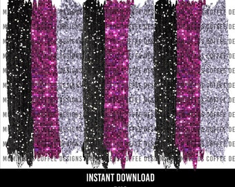 Glitter Brushstrokes Sublimation PNG | Pink, Black, Silver (Digital Download)