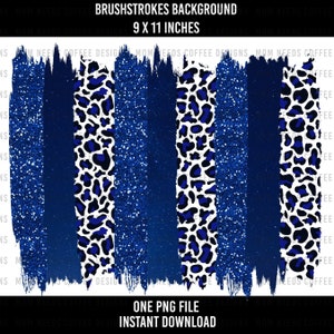 Blue Glitter Leopard Brushstrokes, Sublimation PNG image Cheetah Print Brush Strokes, Transparent Background, Glitter, Blue, White, Black