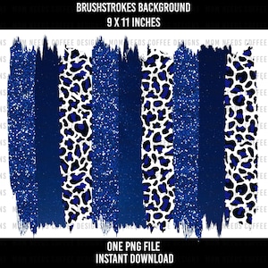 Blue Glitter Leopard Brushstrokes, Sublimation PNG image Cheetah Print Brush Strokes, Transparent Background, Glitter, Blue, White, Black