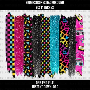80s Brushstrokes Sublimation PNG image | Brush Strokes PNG Print | Transparent Background | Sublimation PNG