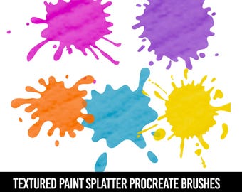 35 Paint Splatter Procreate Stamps Brush Set, Paint Splotches Brushes Digital Download