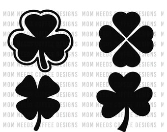 Shamrock SVG, St Patricks Day, Sublimation, Shamrocks PNG,  Four Leaf Clover, Green, Gold, Black,