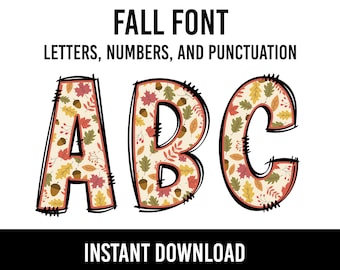 Fall Font Doodle letters, Sweaters Alphabet, Autumn Doodle Alpha  Numbers & Alphabet Doodle Set Sublimation Font PNG,