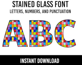 Glazed Lettering Stain Glass Alphabet Clipart Stain Glass Lettering PNG Stain Glass ...
