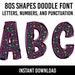 80s Alphabet Doodle Font 90s Letters Retro Numbers PNG Eighties Alpha ...