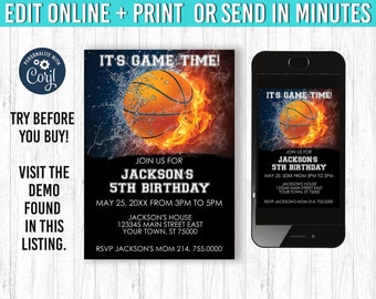 Basketbal uitnodiging 5 x 7 basketbal verjaardagsuitnodiging u bewerken en afdrukken basketbal verjaardag basketbal nodigt basketbal partijthema