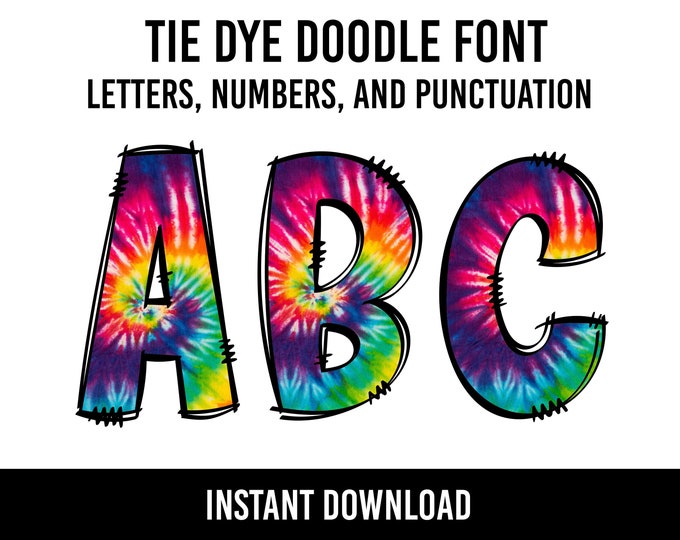 Rainbow Tie Dye Letters and Numbers, Rainbow Tie Dye Alphabet, Rainbow ...