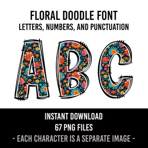 Mexican Floral Alphabet Doodle Font Letters Talavera Numbers Serape Sublimation Flores Mexicanas Letters Instant Download