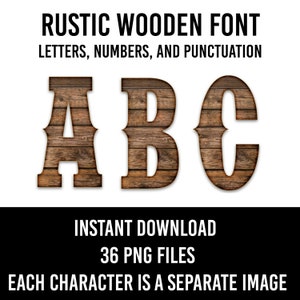 Houten alfabet houten 36 letters houten cijfers PNG lettertype houten sublimatie houten letters Instant Download hout PNG