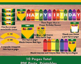 Crayon Banner Printable Crayon Banner Crayon Birthday Etsy