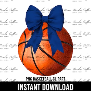 Basketball with bow PNG, Sports Sublimation, Basketball PNG, Basketball Clipart, Wildcats PNG, Sports Clipart, Sublimation Design, Blue