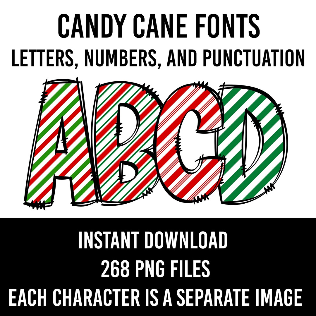 Christmas Alphabet Candy Cane Doodle Font Snowflake Fonts Holiday