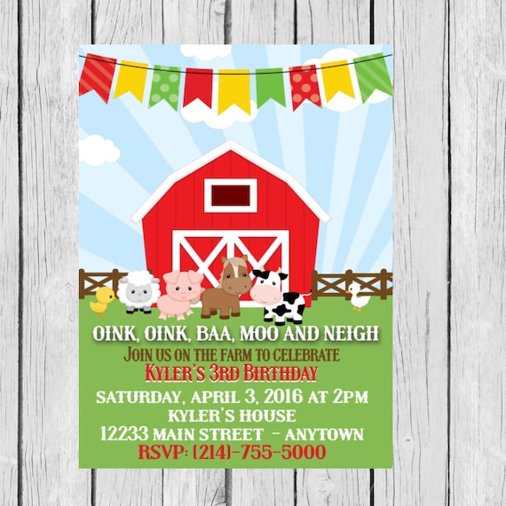 printable farm invitation farm invitations farm birthday etsy