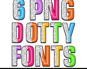 Black and White Dotted Alphabet, Dot Letters, Rainbow Colors Font Sets